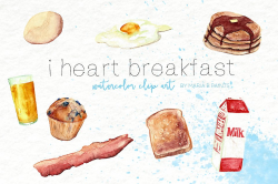 Watercolor Clip Art - Breakfast food ~ Illustrations ~ Creative Market