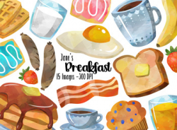 Watercolor Breakfast Clipart by Digitalartsi | Teachers Pay Teachers