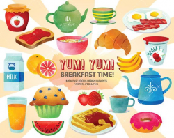 Breakfast Clipart - Watercolor Texture Clipart - Nutrition Food ...