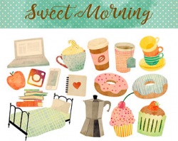 Watercolor Breakfast Clipart Morning Download Instant