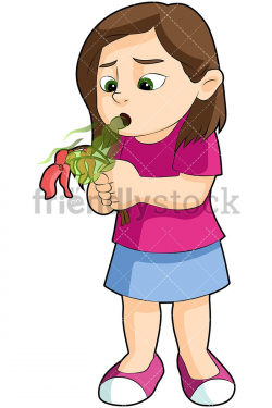 Girl Killing Flower With Bad Breath Vector Cartoon Clipart