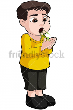 Little Boy Exhaling A Bad Breath Vector Cartoon Clipart