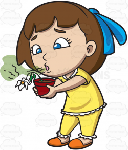 Cartoon Clipart: A Girl Kills A Flower With Her Bad Breath ...