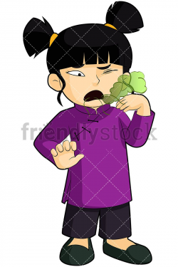 Asian Girl With Bad Morning Breath Vector Cartoon Clipart