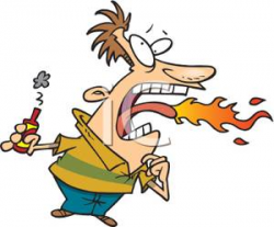 Clip Art Image: A Man Breathing Fire After Tasting Hot Sauce