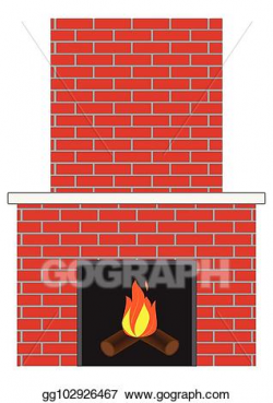 Vector Art - Brick fireplace with fire. Clipart Drawing ...