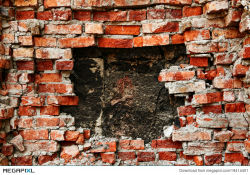 Broken Brick Wall Background Stock Photo 19414401 - Megapixl