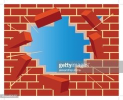 Broken Brick Wall With Hole and Sky stock vectors - Clipart.me