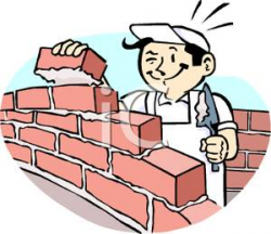 Man Laying Bricks - Royalty Free Clipart Picture