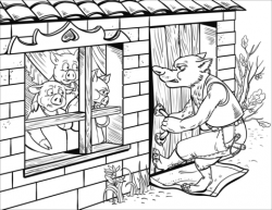 The Wolf Cannot Enter the Brick House of Penny Pig coloring page ...