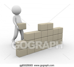 Stock Illustration - 3d man building wall. Clipart Illustrations ...