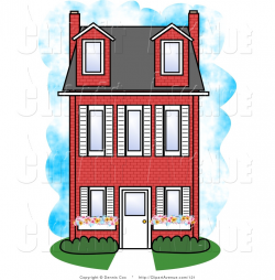 Avenue Clipart of a Large Three Story Red Brick Townouse by djart - #121