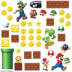 SUPER MARIO Bricks Coins 45 BiG Wall Luigi Nintendo Decals Room ...