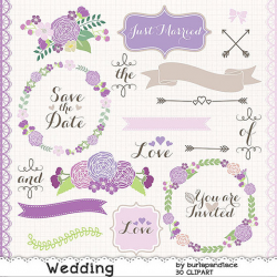 Wedding wreath clipart flower, purple flower clipart, bridal clipart ...