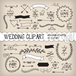Wedding laurel clipart, wedding invitation digital, vintage bridal ...