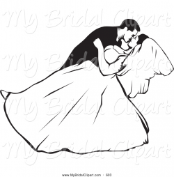Bridal Clipart of a Black and White Wedding Couple in a Dip by David ...