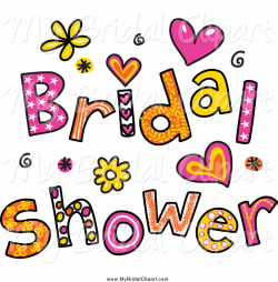 Bridal Clipart of a Colorful Bridal Shower Text with Hearts and ...