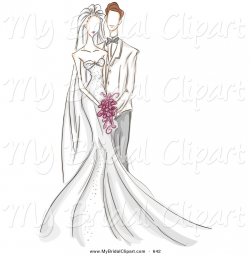 Bridal Clipart of a Sketched Wedding Couple with the Groom Beside ...