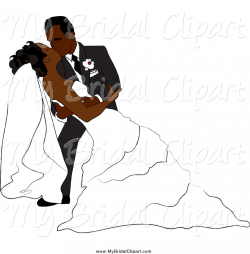 Bridal Clipart of a Romantic Black Wedding Groom Dipping and Kissing ...