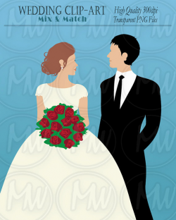 Wedding Clipart, Bride, Groom, Color Wedding Clip Art, Vector ...
