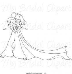Bridal Clipart of a Pretty Abstract Outlined Embracing Bride and ...