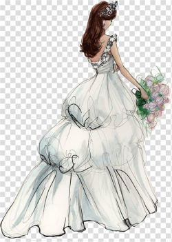 Woman holding flower bouquet illustration, Wedding ...