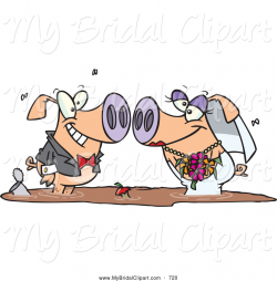 Bridal Clipart of a Cute Cartoon Pig Wedding Couple in a Puddle of ...
