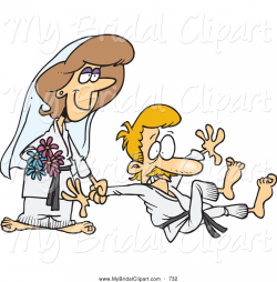 Bridal Clipart of a Comical Picture of a Cartoon Judo Wedding Couple ...