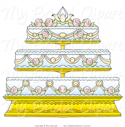 Bridal Clipart of an Elegant Three Tiered Wedding Cake Adorned in ...