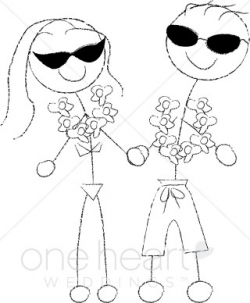 Beach Wedding Couple Clipart | Cartoon Wedding Clipart