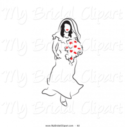 Bridal Clipart of a Line Drawing of a Bride Walking down the Aisle ...
