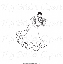 Bridal Clipart of a Dancing Line Drawn Bride and Groom with Red Lips ...
