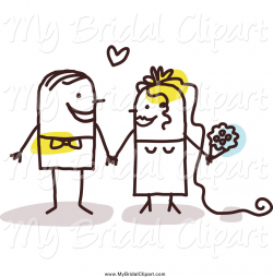 Bridal Clipart of a Stick Couple Getting Married and Holding Hands ...
