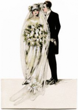Victorian bride and groom, vintage wedding clipart, antique wedding ...