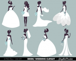 Wedding Clipart, Bridal Clipart, Bride Clipart, Digital Bride Groom ...