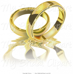 Bridal Clipart of Two Golden Wedding Band Rings on a Rippling ...