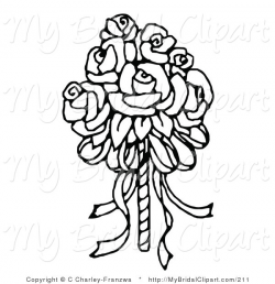 Bridal Clipart of a Coloring Page of a Bridal Bouquet of Roses by C ...