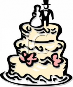 Clipart Picture: Bride and Groom Decorations on a Wedding Cake