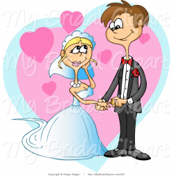 Bridal Clipart of a Blond Bride Admiring Her Handsome Groom on Their ...