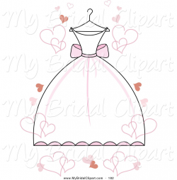 Bridal Clipart of a White Wedding Dress with Pink Accents on a ...