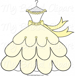 Bridal Clipart of a Cream and Yellow Wedding Dress with Ribbons and ...