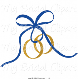 Bridal Clipart of a Blue Ribbon Tying Gold Wedding Rings by Pams ...