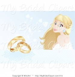 Bridal Clipart of a Beautiful Smiling Blond Bride on a Blue ...