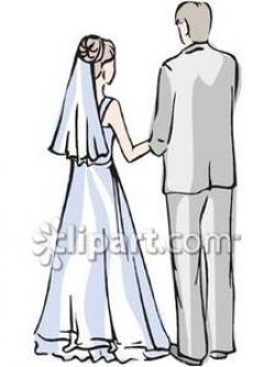 The Back of a Bride and Groom - Royalty Free Clipart Picture