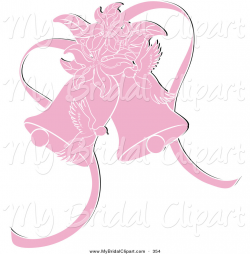 Bridal Clipart of Pink Doves with Lilies and Wedding Bells on White ...