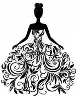 Vector silhouette of young woman in elegant wedding dress Stock ...