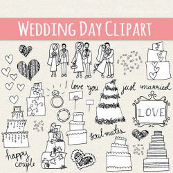 CLIP ART: Cute Wedding Doodles // Hand Drawn Vector EPS // Love ...