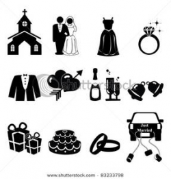 Wedding Icons Silhouette Clip Art Image