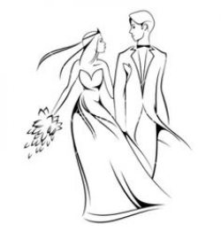 iCLIPART - Black and white illustration of a bride and groom. Great ...