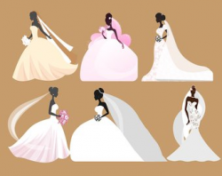 Bride and Groom Silhouettes - Digital Clipart Wedding - Scrapbooking ...